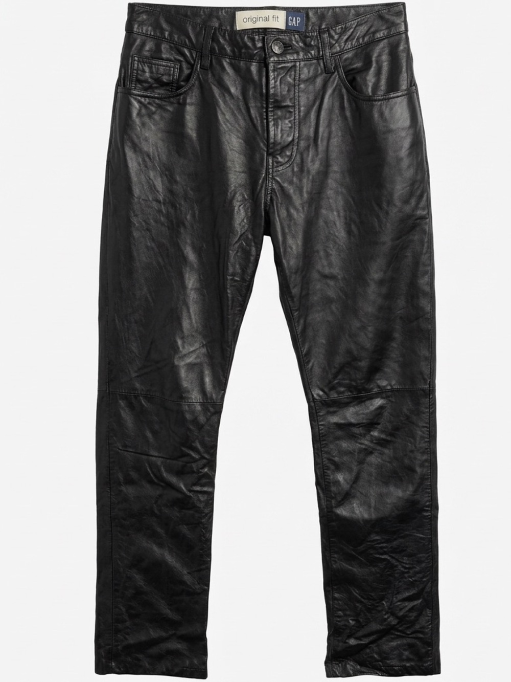 GAP ORIGINAL FIT BLACK high-RISE STRAIGHT LEG LEATHER PANTS y2k indie SLEEZE